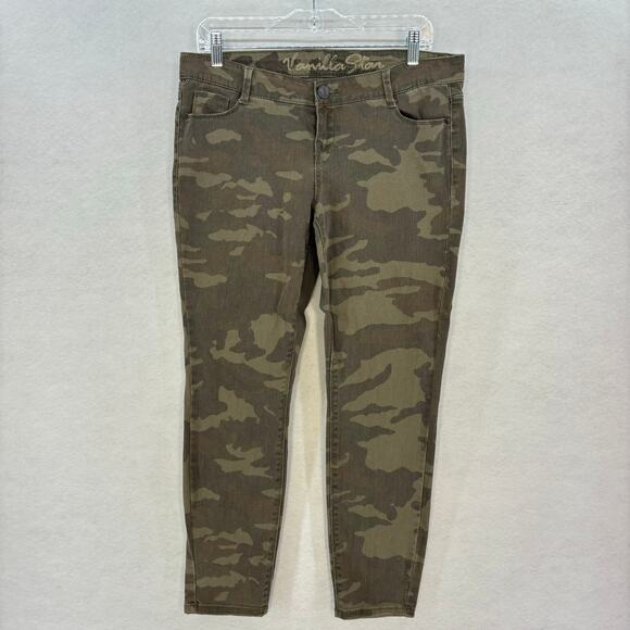 Vanilla Star Green Army Camo Skinny Jeans Streetwear Casual Punk size 11 - Picture 1 of 9